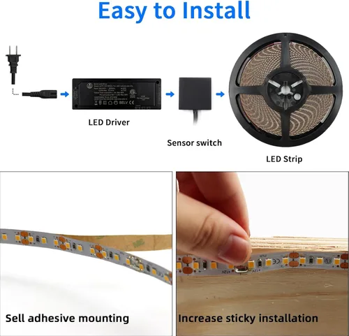 Vista 7 de VST - Tira de luces LED de 12 V, 2835 cortables, conectables, 120 LEDs/m Flexible & Dimmable LED Tape Light for Indoor Under Cabinet Bedroom