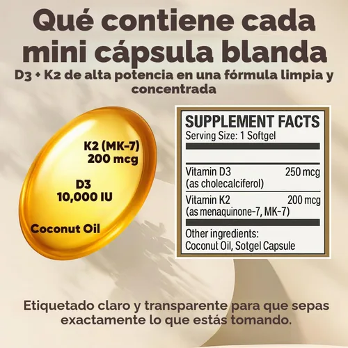 Vista 6 de Real Good Essentials Vitamina D3 K2, Essentials D3+K2 (MK7) Aceite de coco 300 cápsulas blandas, con vitaminas D y K (1)