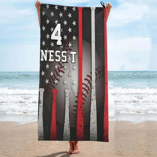 Vista 8 de Toalla de playa de fútbol personalizada para hombres, mujeres y niños, toallas de piscina de fútbol de 30 x 60 pulgadas, 33 x 52 pulgadas, toalla