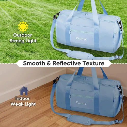 Vista 8 de BALEINE bolso de gimnasio para mujeres y hombres, pequeño bolso de lona impermeable y ligero para deportes, gimnasios y escapadas de fin de semana