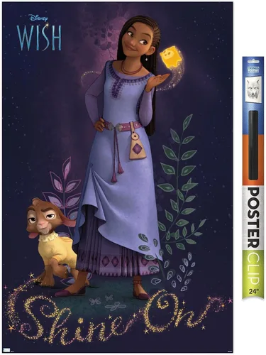 Vista 13 de Trends International Disney Wish - Póster de pared Asha, 22.4 pulgadas de largo x 14.7 pulgadas, versión enmarcada en madera de granero