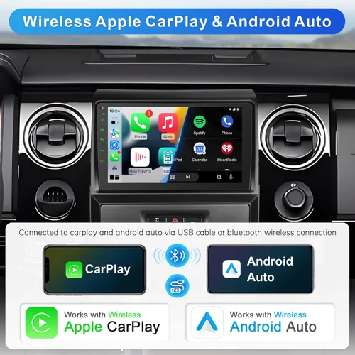 Vista 2 de Radio de coche Android para Ford F150 2009 2010 2011 2012 2013, Carplay inalámbrico Android Auto 4G+64G 9 pulgadas pantalla táctil estéreo de coche