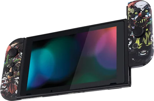 Vista 8 de eXtremeRate - Placa trasera para Nintendo Switch Console, NS Joycon con carcasa de mando de mano con botones de juego completo, carcasa de repuesto