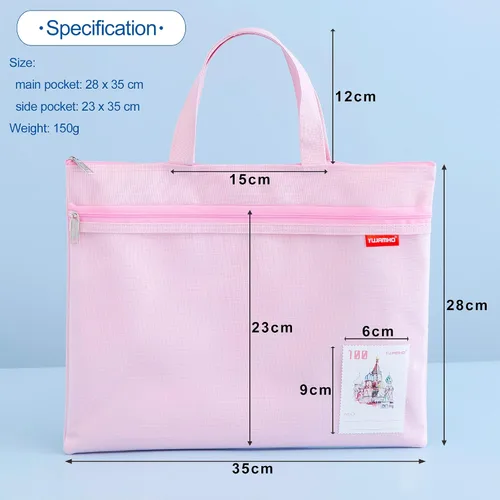 Vista 5 de Calculadora de escritorio y bolsa de malla impermeable con cremallera, tamaño A4, grande, doble bolsillo, impermeable, plegable, con asa, batería