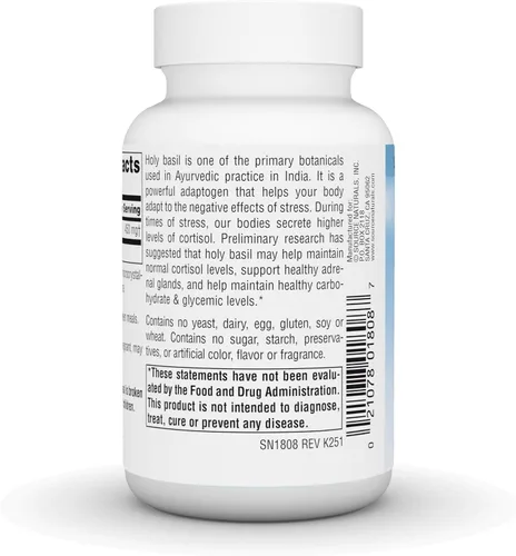 Vista 4 de Source Naturals Serene Science Extracto de albahaca sagrada, soporte suprarrenal* 450 mg - 60 Cápsulas