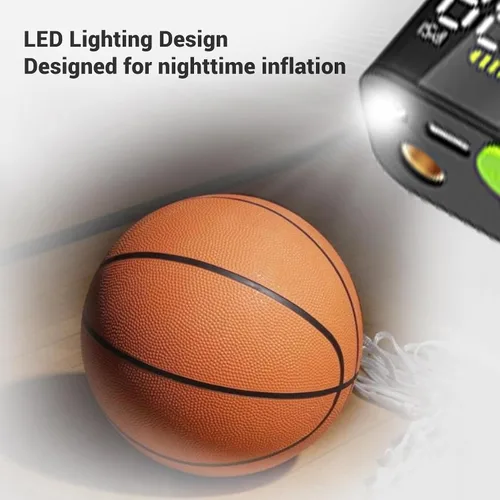 Vista 5 de Bomba de bola eléctrica, pantalla LED, bomba de aire con medidor de presión preciso, 5 modos de inflado, multifuncional de 3 a 18 psi, diseño