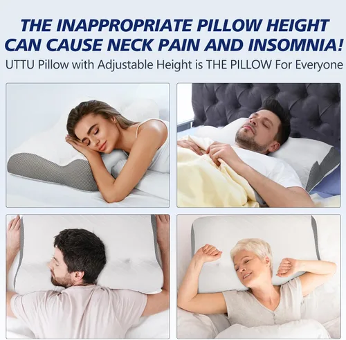 Vista 7 de Almohada de cama de espuma viscoelástica para dormir, soporte ergonómico cervical para el cuello, almohada ortopédica de contorno para dormir