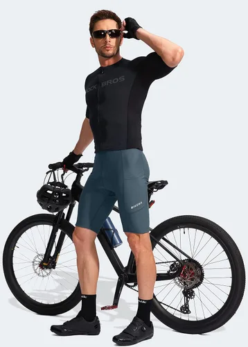 Vista 6 de Pantalones cortos de ciclismo para hombre con acolchado 3D para ciclismo de carretera, ciclismo de montaña, ciclismo UPF 50+, bolsillos