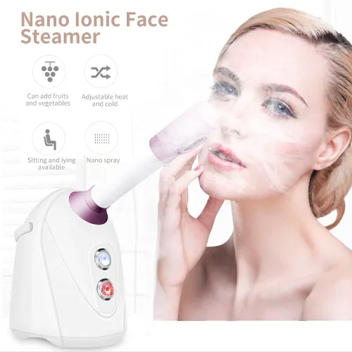 Vista 2 de Vaporizador facial nano iónico, vaporizador facial caliente/frío giratorio de 360 ° Nano iónico rociado Terapia Térmica Humidificador de niebla