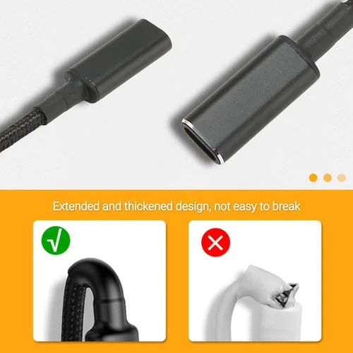 Vista 5 de Yunseity Tipo C USB C hembra entrada a DC Power PD Cable, 0.217x0.098 in PD 100W 20V/5A chip USB C hembra a macho adaptador de carga 90 grados