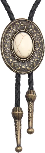 Vista 16 de Jeilwiy Corbata de bolo para hombre, corbata de vaquero occidental, collar de corbata de bolo dorado, corbata de cuero, corbata de Halloween