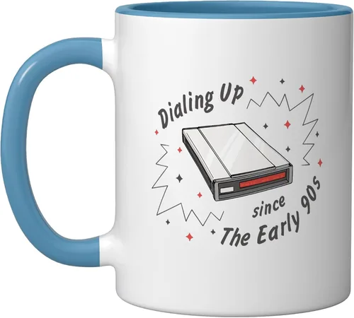 Vista 6 de 90s Nostalgia Retro 90s Dial Up Internet Vintage Ceramic Mug, Black/White, 11oz