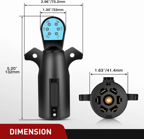 Vista 4 de Nilight - Enchufe redondo de 7 pines para remolque macho Enchufe de 7 polos resistente 7 vías de reemplazo lateral del vehículo 6-24V