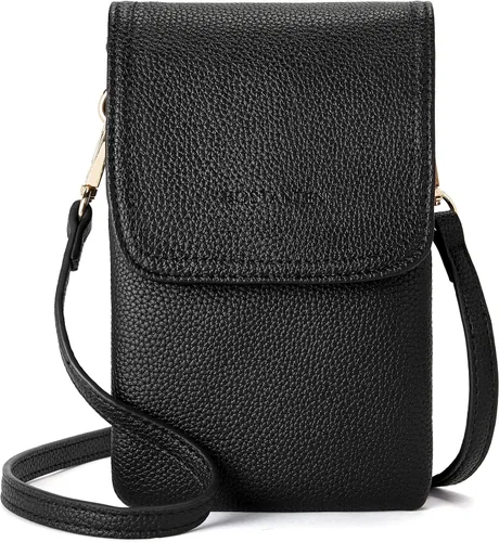 Vista 9 de Bolso bandolera pequeño de piel vegana BOSTANTEN para mujer, con diseño de cartera para celular, con correa ajustable A-01-retro Marrón