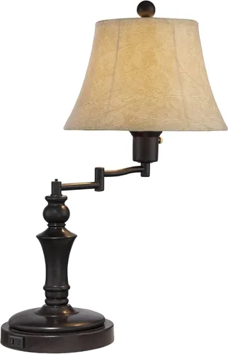 Vista 7 de Regency Hill Corey - Lámpara de mesa de escritorio tradicional de 21.75 pulgadas de alto, estilo hotel, estilo hotel, con puertos USB, carga A+C