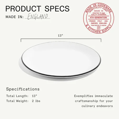 Vista 4 de Made In Utensilios de cocina - Plato para servir - Blanco con borde negro - Porcelana Inglaterra