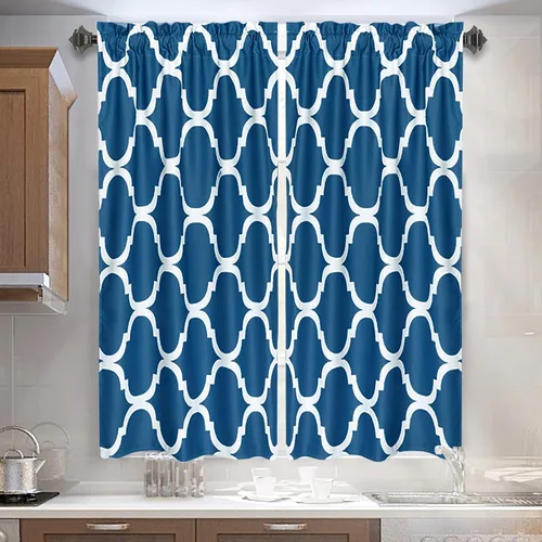 Vista 21 de Melodieux - Cortinas de bolsillo de moda marroquí para cocina, cafetería o baño, pequeñas ventanas
