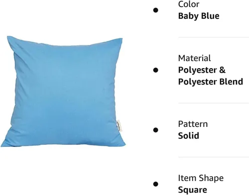 Vista 2 de TangDepot Fundas de almohada sólidas de seda sintética duradera, fundas de almohada cuadradas decorativas, fundas de almohada para interiores y Azul