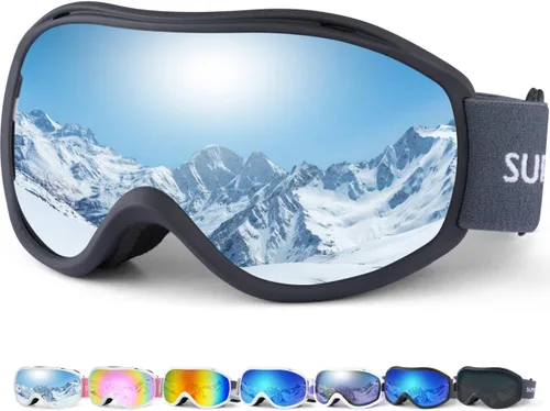 Vista 11 de Supertrip Gafas de esquí para hombres y mujeres, antivaho para nieve, protección UV, gafas de snowboard para adultos y jóvenes