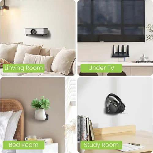 Vista 7 de Estantes flotantes de acero para pared, estante de pared pequeño, adecuado para dormitorio, sala de estar, baño, cocina, oficina