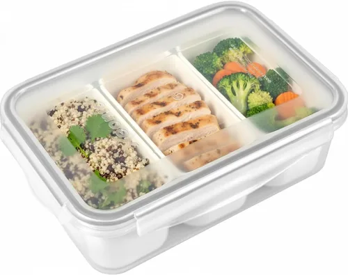 Vista 13 de Recipiente para alimentos con 2 compartimentos, color verde, 2 tazas (16.2 fl oz) Recipientes para aperitivos, compartimentos extraíbles, tapas