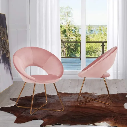 Vista 7 de DUHOME Juego de 2 sillas decorativas de terciopelo, sillas tapizadas, taburete de maquillaje, oficina, recepción, sillas de ocio, con patas doradas