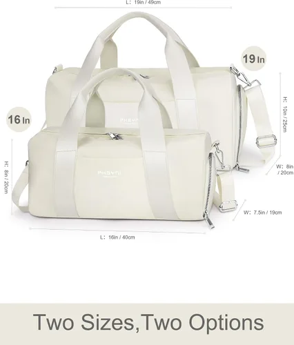 Vista 7 de Bolsa de gimnasio para mujeres y hombres con compartimento para zapatos y bolsillo para artículos húmedos, bolsa de lona para viajes, deportes