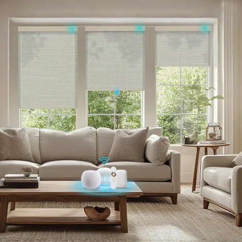 Vista 9 de Persianas motorizadas con control remoto, persianas enrollables opacas completas, funcionan con Homekit Alexa y Google Assistant, persianas solares