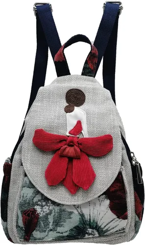 Vista 122 de HUANGGUOSHU Mochila de algodón tejida de algodón bohemio con bordado de lona estilo bohemio con múltiples bolsillos retro linda mochila cartera