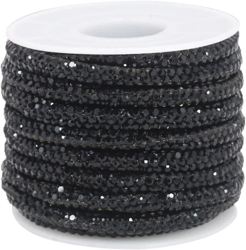 Vista 2 de Cuerda de purpurina con strass de 6 yardas, 0.17" de ancho, cordones brillantes para zapatos, ideal para hacer joyería DIY