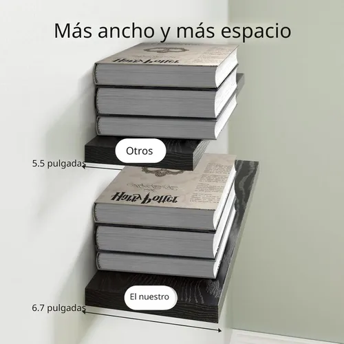 Vista 7 de BAYKA Estantes flotantes para pared, estantes de madera rústica montados en la pared para baño, dormitorio, sala de estar, cocina, estante colgante