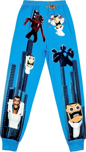 Vista 3 de WOLWES Skibidi - Disfraz de baño para niños, camiseta de camarógrafo, pantalón de dibujos animados, para hombre, 2 piezas, ropa de manga corta