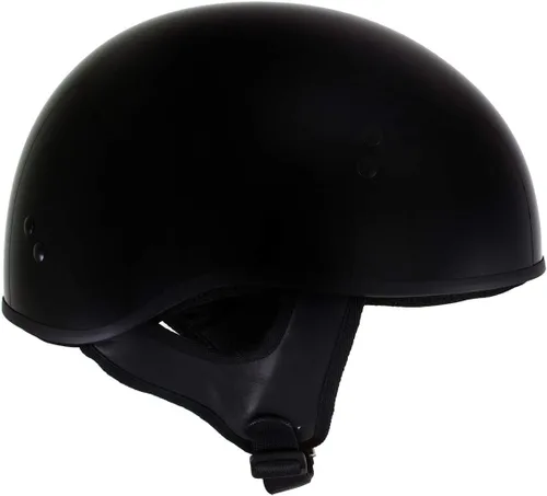 Vista 4 de Hot Leathers HLT68 Gloss Black The O.G. Advanced DOT Skull Cap Motorcycle Half Helmet Biker