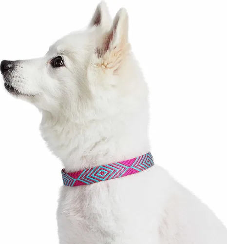 Vista 6 de Blueberry Pet - Collar ajustable para perro con forma de diamantes tribales del sudoeste en francés rosa con hebilla de metal, cuello 9-12.5