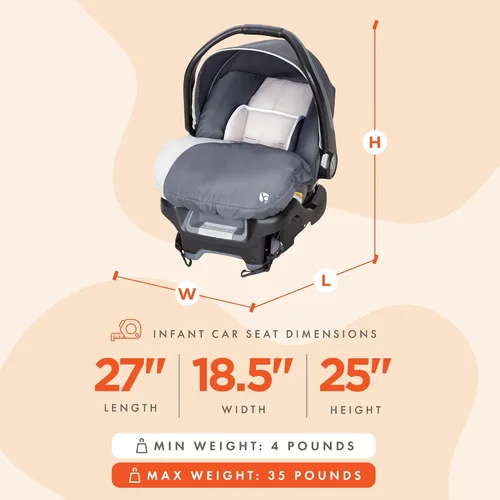 Vista 2 de Baby Trend Ally Sistema de Viaje con Asiento de Automóvil Portátil para Bebé Recién Nacido con Arnés y Funda Extra Acogedora para Bebés de hasta 35