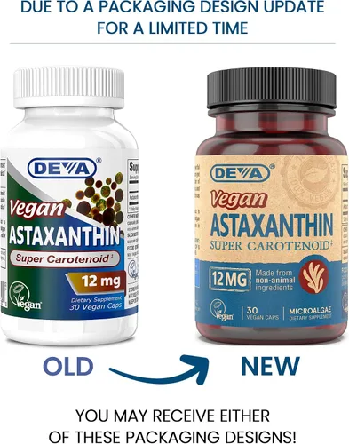 Vista 2 de DEVA Nutrición Vitaminas Astaxantina 12 mg, Vegano, Hecho de Microalgas Haematococcus Pluvialis, 30 cápsulas, 1 paquete