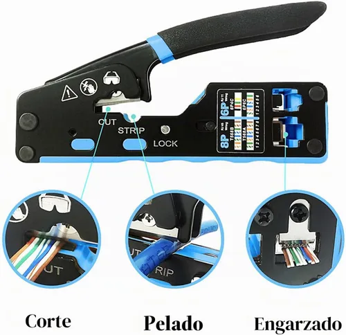 Vista 4 de Gaobige Kit de herramientas de red, Cat6 Cat5e Cat5 Herramienta de prensado RJ45 Kit de herramientas de crimpado, Pass Through rj45 Crimper, Wire
