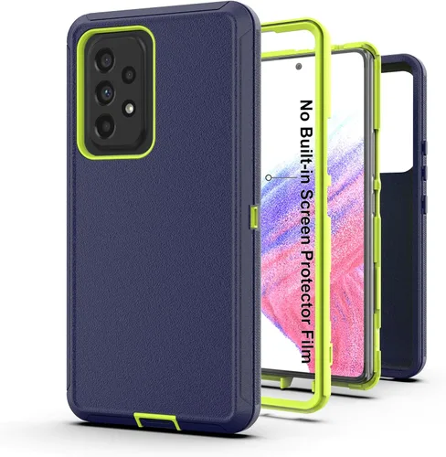 Vista 7 de Funda protectora resistente para Galaxy A53 5G, funda protectora resistente con [3 en 1] Cubierta de protección a prueba de golpes de goma Negro