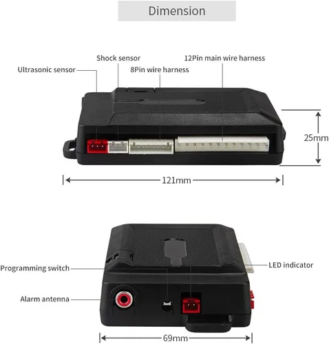 Vista 3 de EASYGUARD EC203 Versión universal 2 vías sistema de alarma de coche con entrada sin llave y pantalla LCD buscapersonas, sensor ultrasónico y sensor