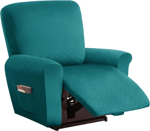 Vista 19 de vctops Funda reclinable con diamantes de 4 piezas, funda elástica para sofá reclinable de 1 plaza, protector suave y sólido para muebles con correa