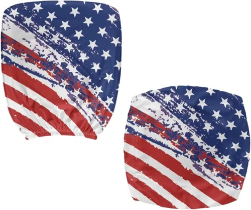 Vista 3 de Juego de 2 fundas para sillas de oficina con brazos, diseño de bandera estadounidense, ligeras, de tela elástica, protectores de muebles