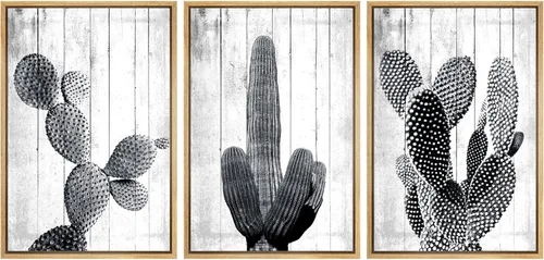 Vista 133 de SIGNWIN Lienzo enmarcado para pared, juego de arte de collage de hojas transparentes en blanco y negro, ilustraciones de naturaleza silvestre, arte