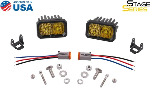 Vista 7 de Diode Dynamics C2 1.0 SAE Pod LED deportivo estándar amarillo (par), Combo con retroiluminación ámbar