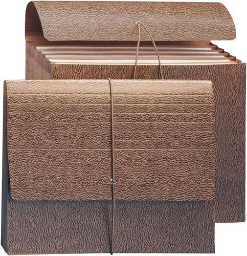 Vista 5 de Smead Partition Expanding File Wallet, Flap and Cord Closure, 6 Pockets, 5-1/4" Expansion, Tear Resistant Gusset, Letter, Redrope, 10 per Box