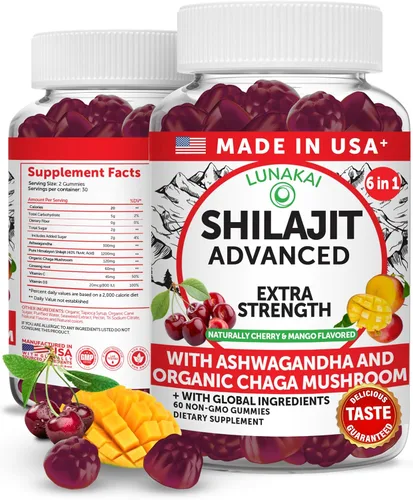 Vista 10 de Lunakai Cápsulas puras de Shilajit fabricadas en Estados Unidos con Ashwagandha, Rhodiola y Cordyceps - Extracto de Shilajit extra fuerte