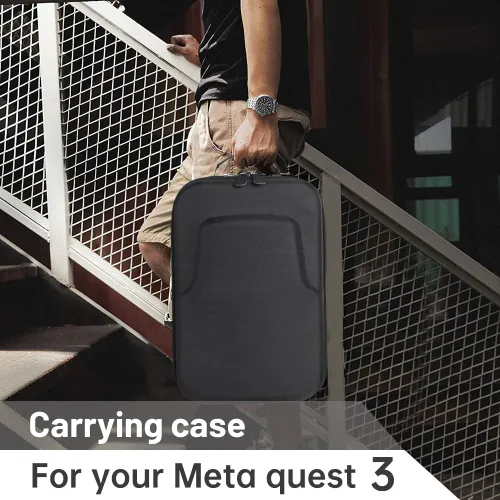 Vista 2 de HIJIAO Upagrade - Funda rígida de viaje compatible con Oculus Quest 3 y Quest VR, accesorios para auriculares y controladores, impermeable, a prueba