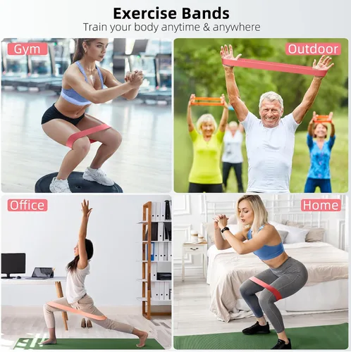Vista 2 de Resistance Bands for Working Out, 5-Pack Elastic Loop Exercise Bands for Strength Training Stretching, Home Gym Equipment for Pilates Yoga Physical