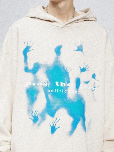 Vista 6 de Aelfric Eden Sudaderas con capucha con estampado vintage, sudadera casual de gran tamaño, manga larga, ropa urbana con capucha