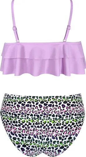 Vista 2 de SHEKINI Trajes de baño de dos piezas con estampado floral para niñas