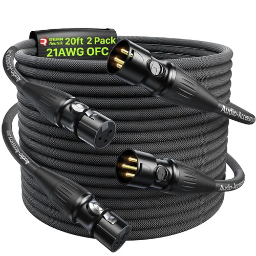 Vista 9 de AA AUDIO ACCESSORY Serie Oro Cables XLR Star Quad de 1.5 pies, Conectores Neutrik, Cable de micrófono 19AWG, Cable de micrófono trenzado en nylon